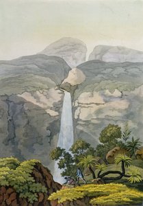 Flod Vinagre vattenfall, nära vulkanen Puraci, Nova Granada, Brasilien